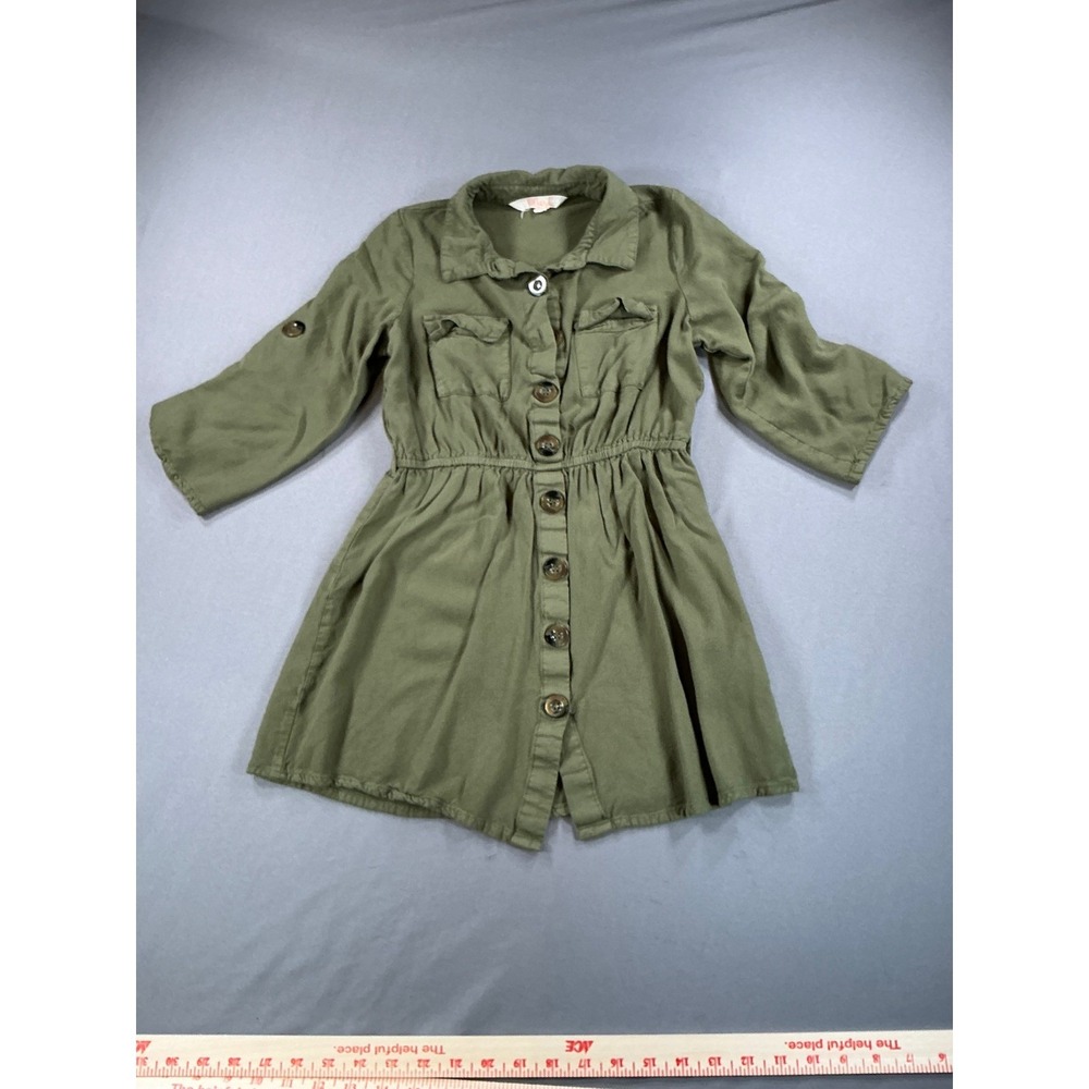 Blush Girls Size L Olive Green Button Down Dress